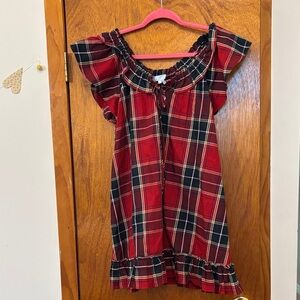 Hill House Cordelia Cotton Mini Nap Dress Red Tartan Plaid Size XS